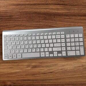 GAMCATZ Wireless Keyboard‎ Slim Compact Computer Keyboard PC Laptop Silver